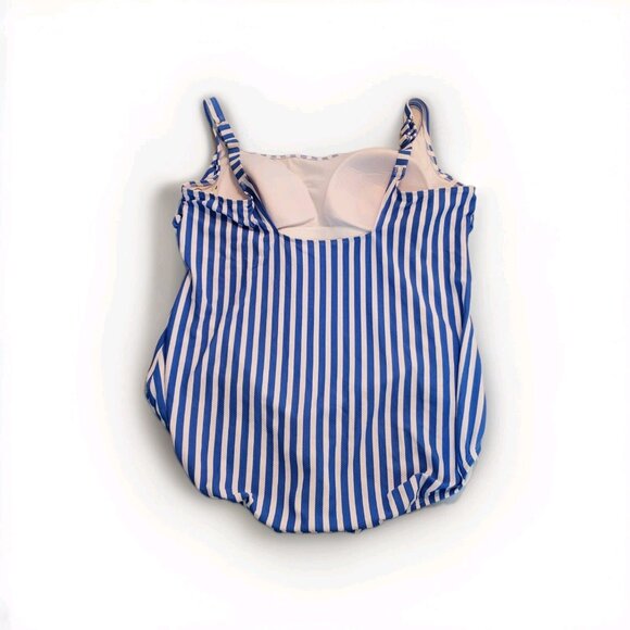 NWT Time & Tru Women’s Sz 3X Blue White Stripe One-Piece Padded Swimsuit NWT - Picture 4 of 6